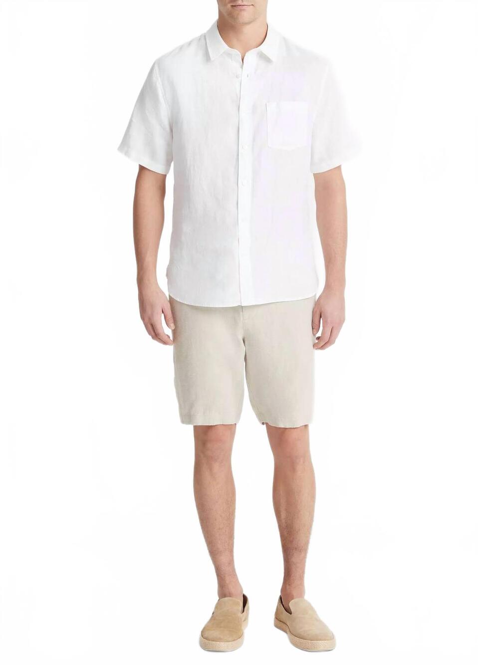 NEW VINCE men's short sleeve shirt in optic white
